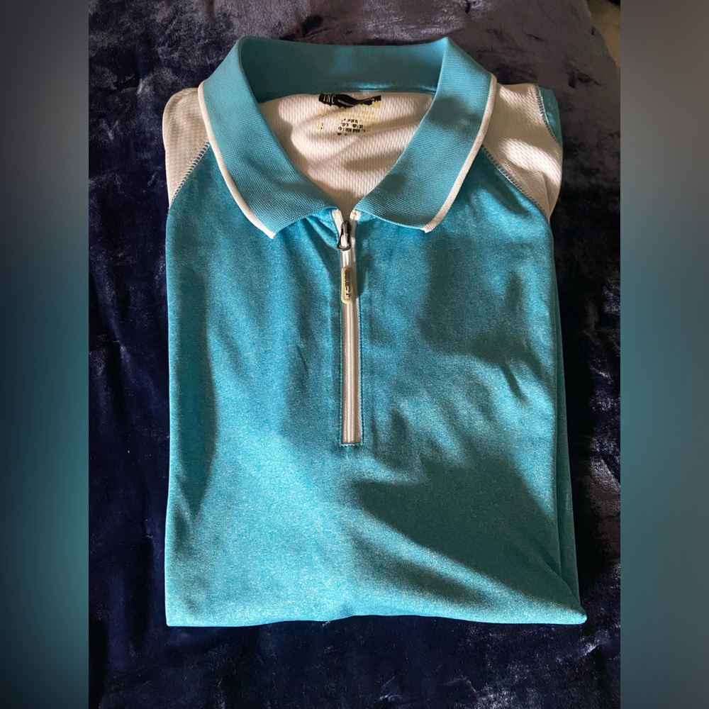 INC International Concepts Mens Aqua Blue Quarter Zip
Polo Shirt XL Short Sleeve